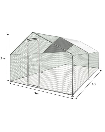 Enclos extérieur grillagé 12m² 2022 - 3x4m gris